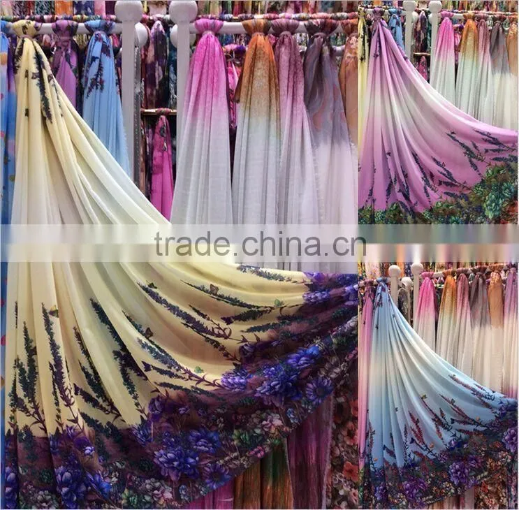 100% Polyester flowers digital printed chiffon fabric for cheap sale