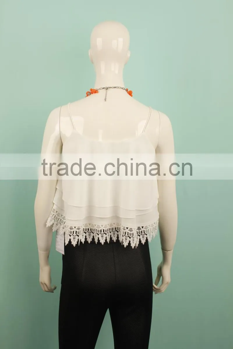 2015 models chiffon blouse lace in the bottom online shopping