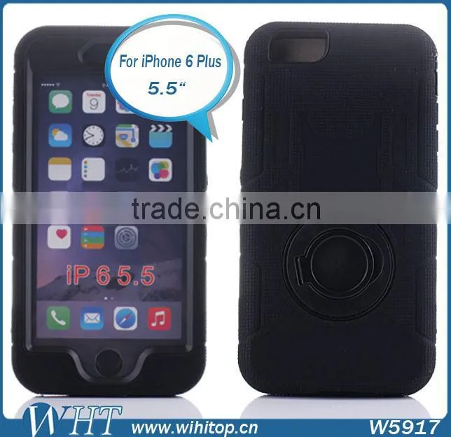 3 in 1 Heavy Duty Case with Rotating Ring Design Stand Shockproof Case for iPhone 6 Plus 5.5 Inch