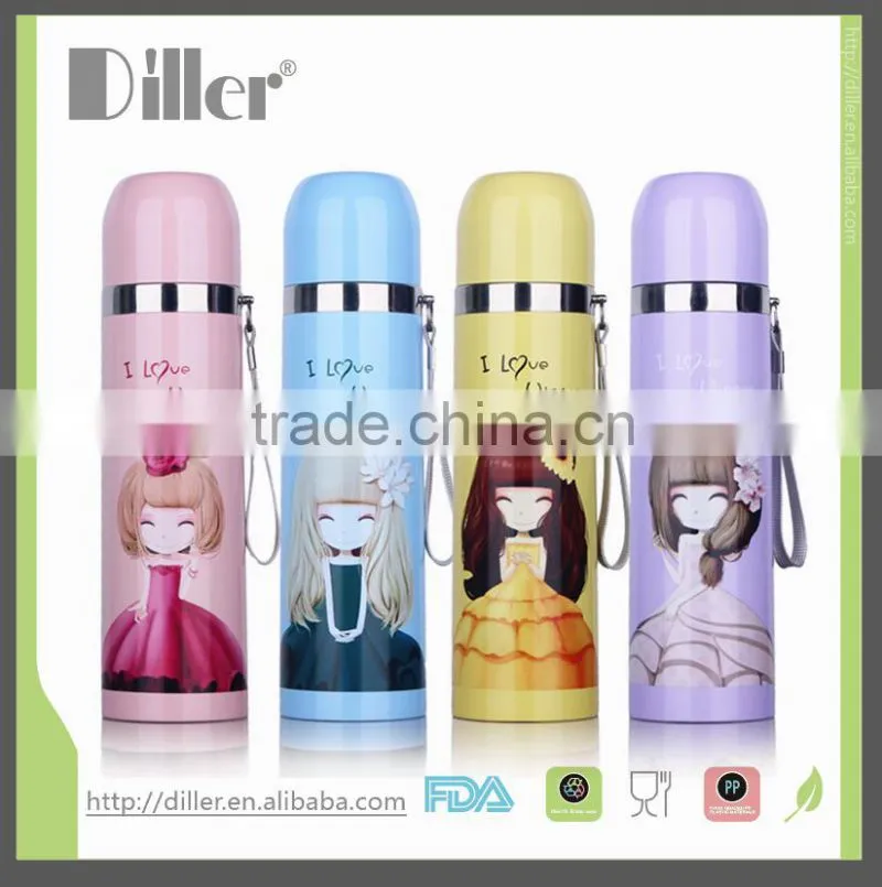 diller oem 500ml double wall stainless steel vacuum thermos bullet flask