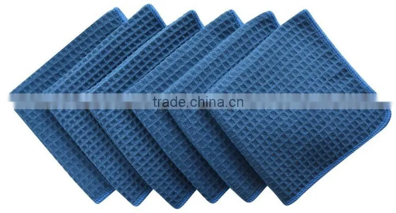 Sinland Microfiber Waffle Weave Kitchen Towels Dish Cloth 16inch X 24inch Navy Blue