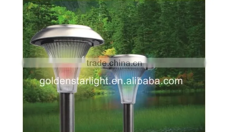 2016 Good Quality Stainless Steel + Plastic Colorful Solar Powered Stake Light