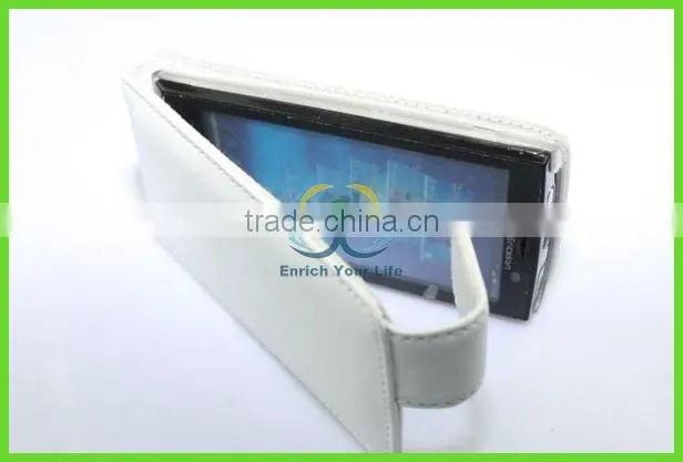 pure white smart sleeve leather case cover for sony-ericsson