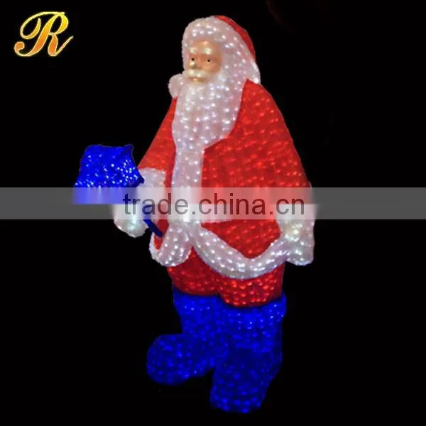 Fiberglass santa claus led outdoor statue