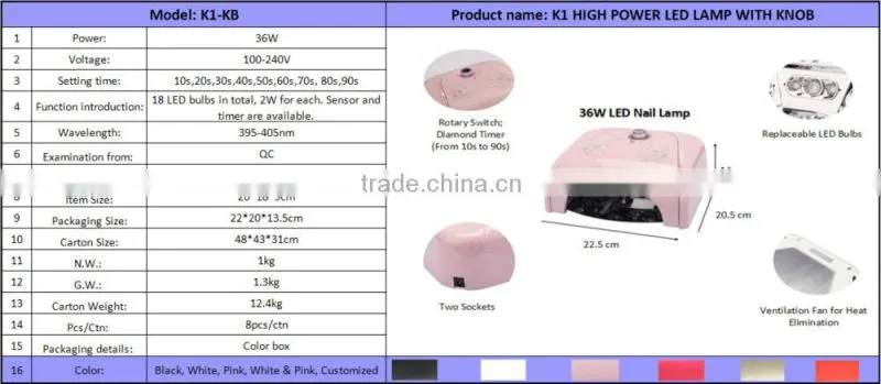 LED nail dryer professional 36W LED UV light nail dryer UV lamp for nail dryer