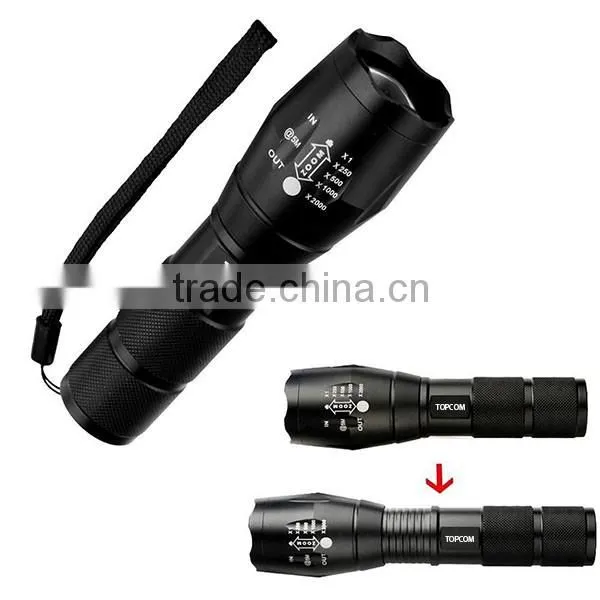 E17 XM-L T6 2000 Lumen Zoomable and Waterproof LED Flashlight