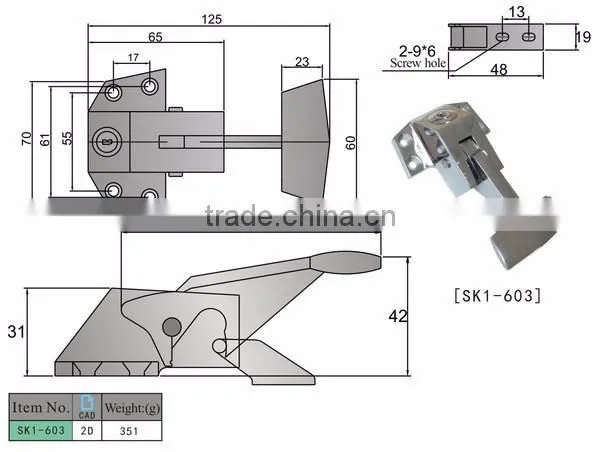 Made in ChinaSK1-603 Industrial oven lock/ cabinet handle lock