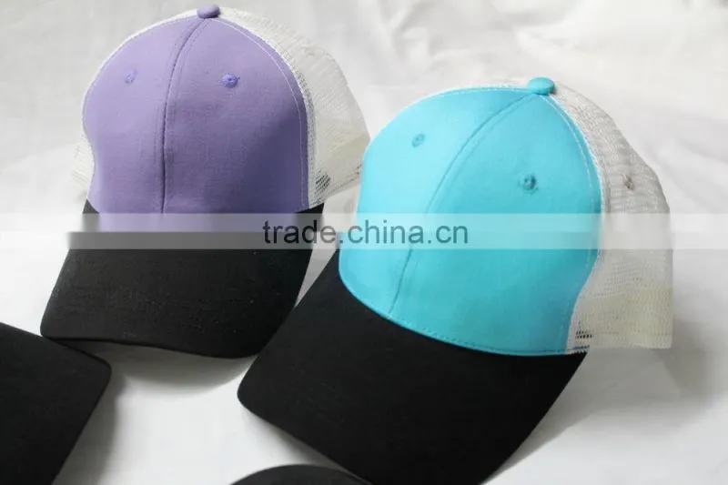 Black visor 6 panel hat summer mesh trucker cap with custom brand