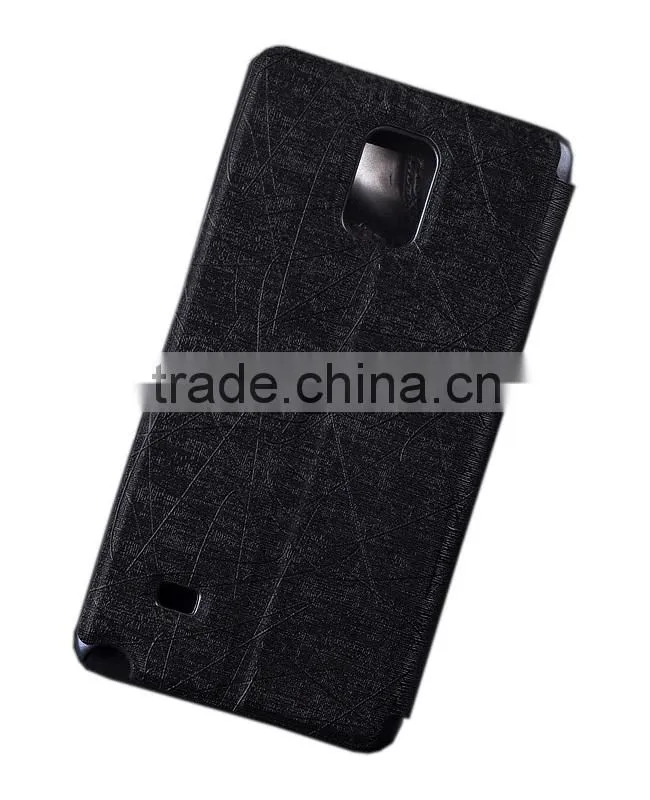 2014 new products ultra thin two windows pu leather case for samsung galaxy note 4 n9100, mobile phone note 4 case D0154
