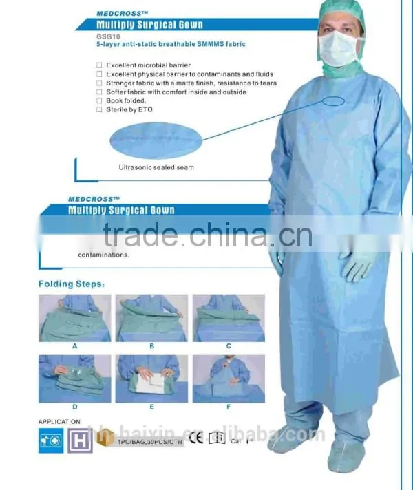 Best selling disposable anti-blood operation gown