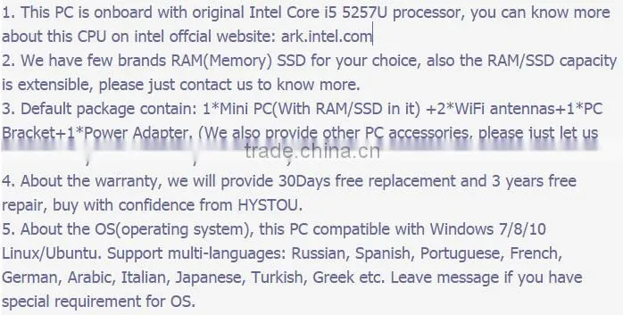 Smart HTPC i5 micropc Windows 10 with Intel Core i5 -5257u 2.7G computer mini Intel HD 6100 support HD 4K wifi HDMI