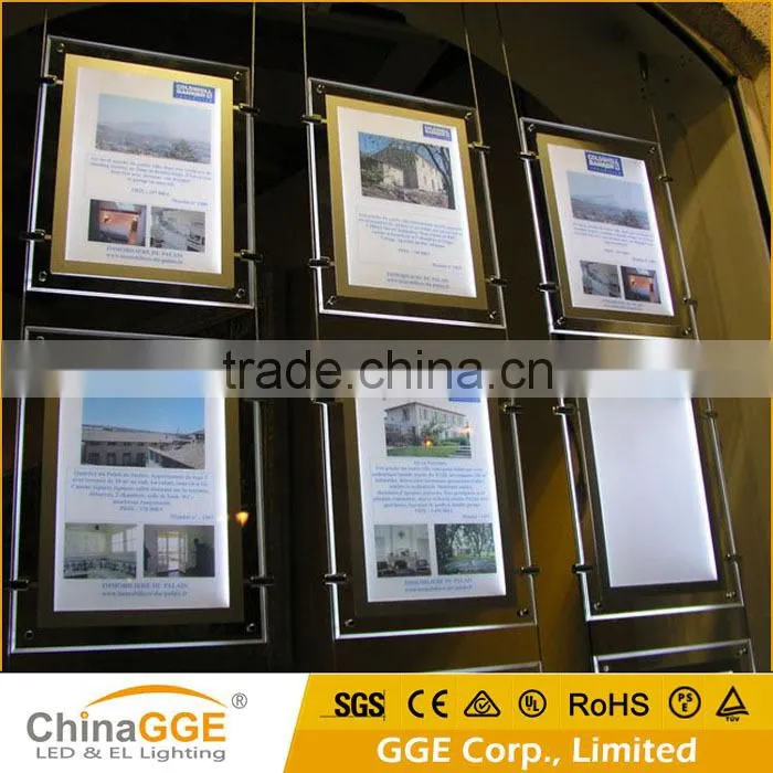 Slim backlight LED frame acrylic light panel real estate agents window display