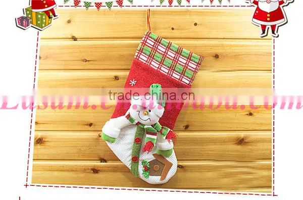 Cheaper and high quality Xmas decoration santa snowman christmas stocking wholesale