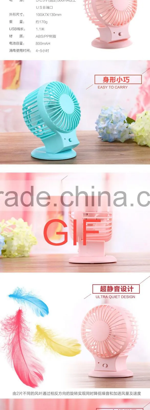 Summer Hot Selling Dual Leaf Portable USB Fan Promotional Gift Desk Mini Fan