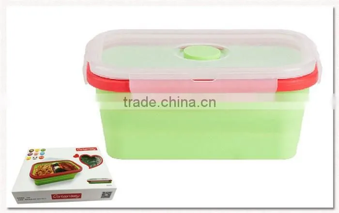Reusable silicone folding lunch box Silicone Collapsible single Compartment Lunch Container Box silicone folding lunch box