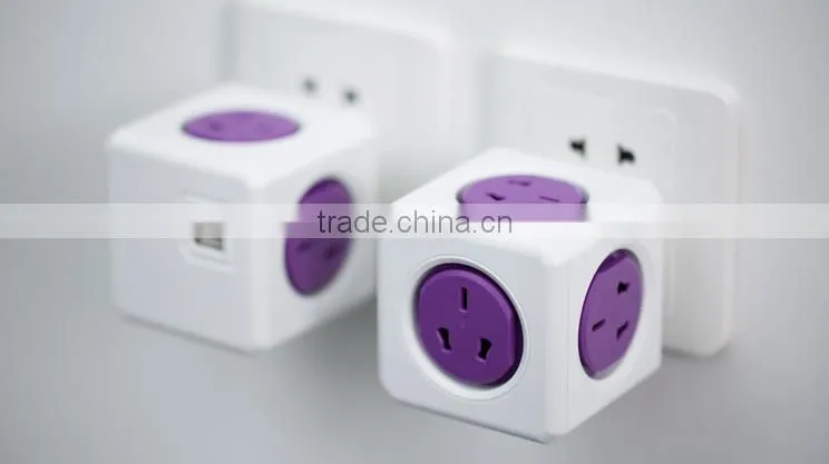 Mini portable desktop power cube socket with 2usb 2.1A top quality