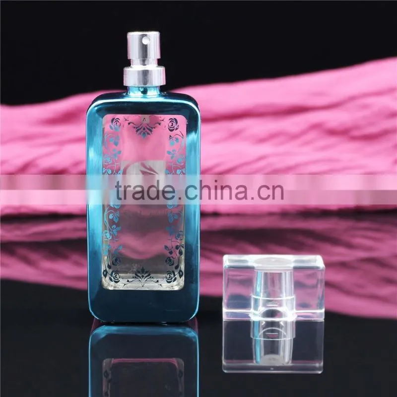 2016 new design luxury 50ml square glass spray perfume bottles