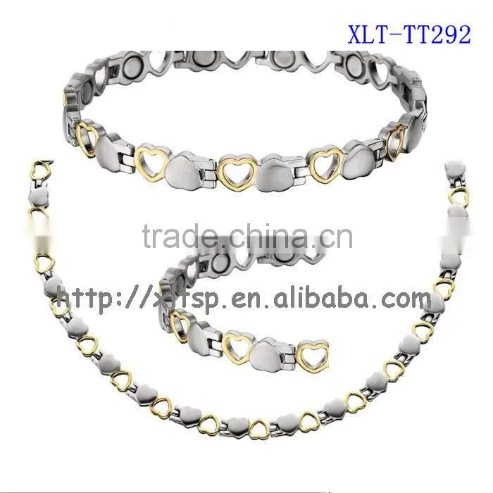 XLT-TT292 Titanium Magnetic Necklace and Bracelets Set