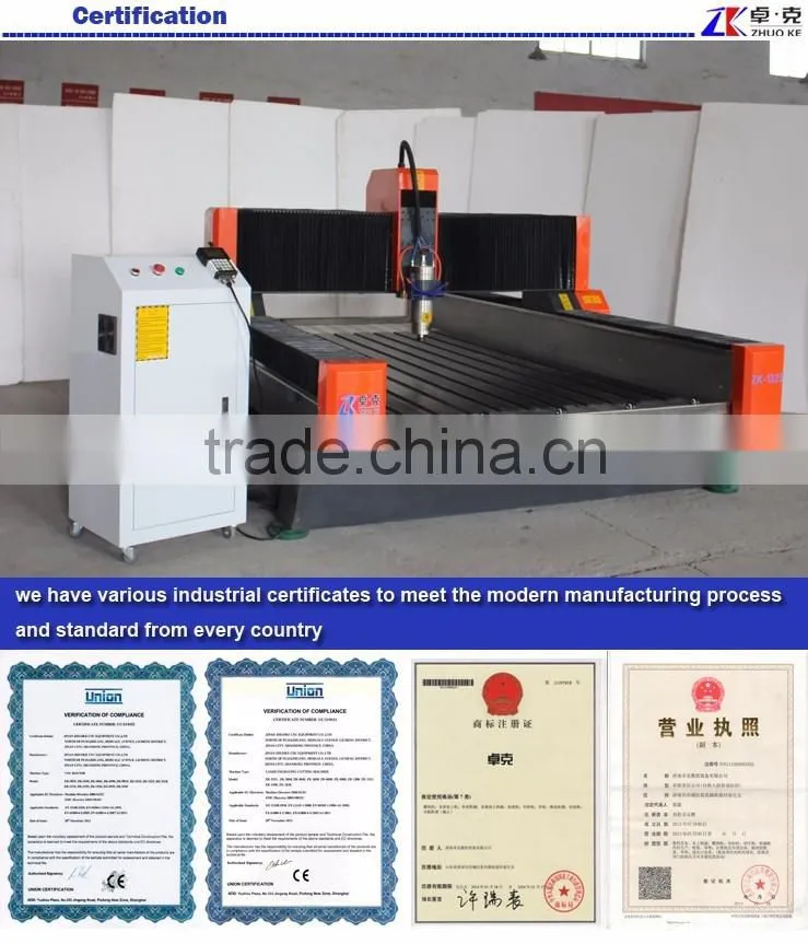 Heavy Duty Stone Engraving CNC Router 1300*2500mm With Yaskawa Servo Motor DSP Offline Control 5.5Kw Spindle ZK-1325