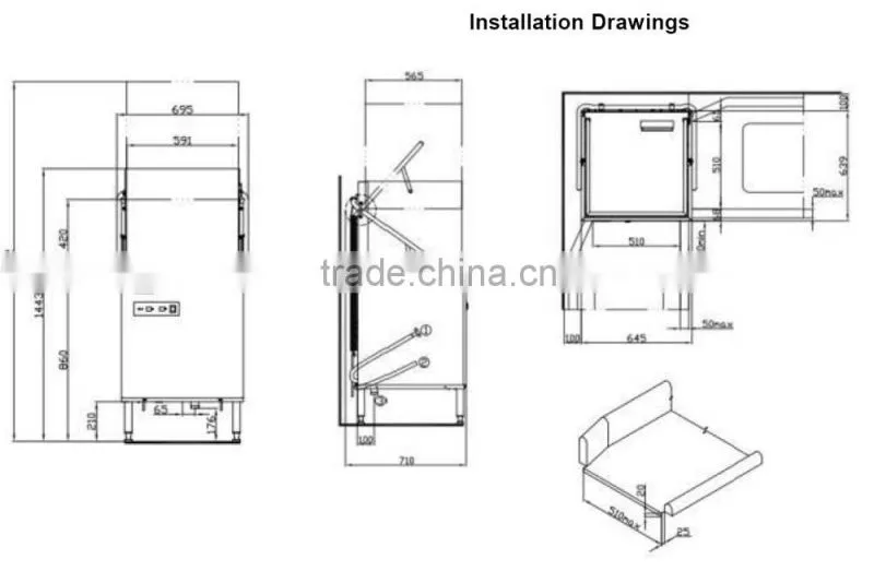 CE Commercial Utility-type automatic kitchen dish washer