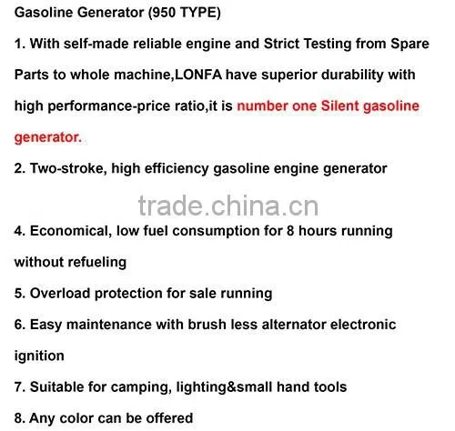 650W Best Power Generator Gasoline Generator Manual