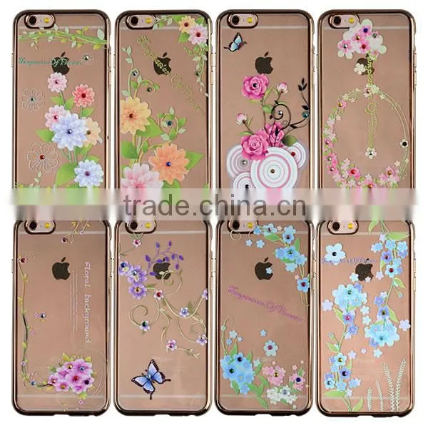 C&T Transparent Plating TPU Bling Rhinestone Cell Phone Case For iPhone 6s