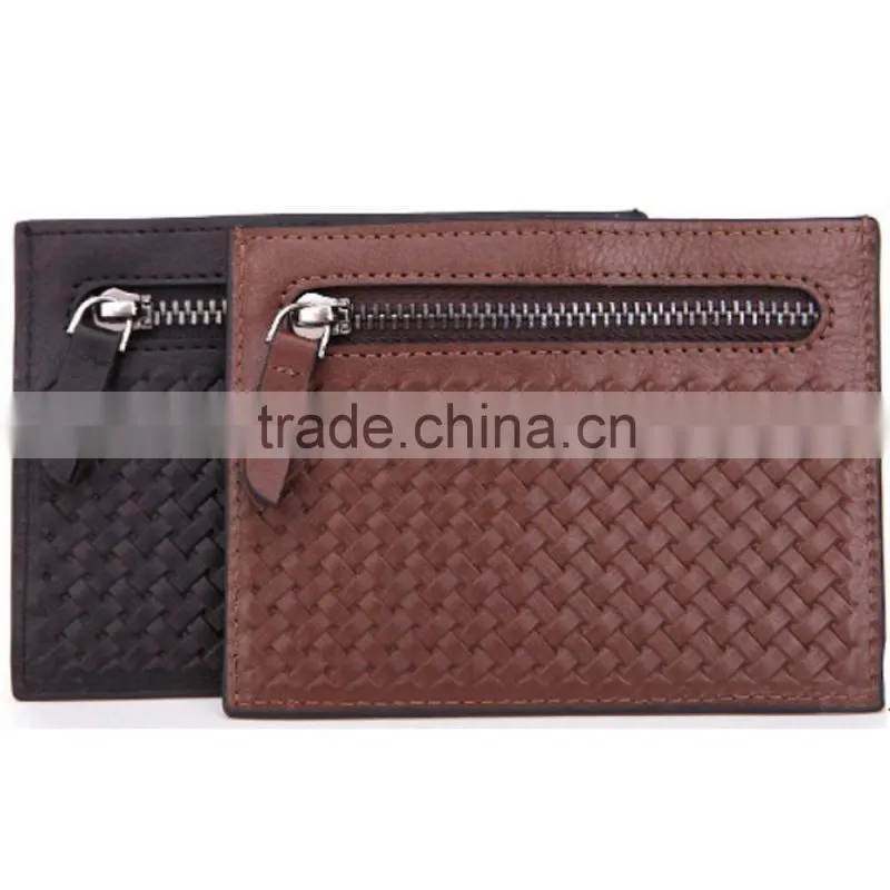 Factory OEM super slim full protect snap closure lightweight braided leather slim bag