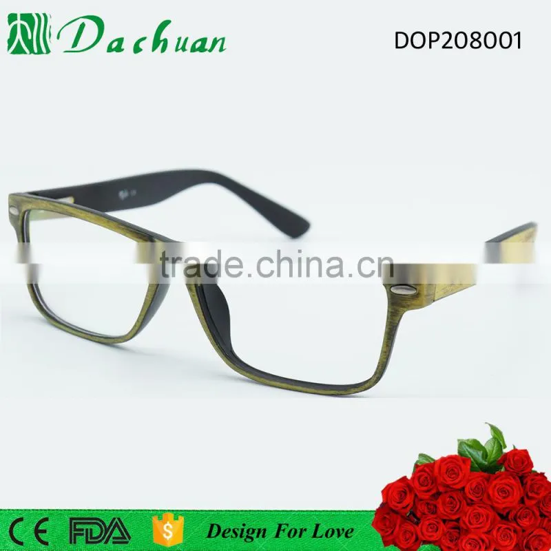 2016 new design full frame acetate optical eyewear china with wooden brushed