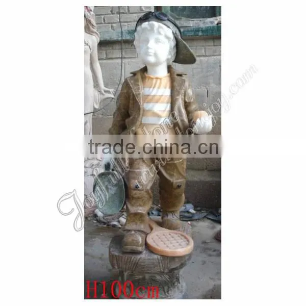 Sport Boy Marble Sculpture for garden