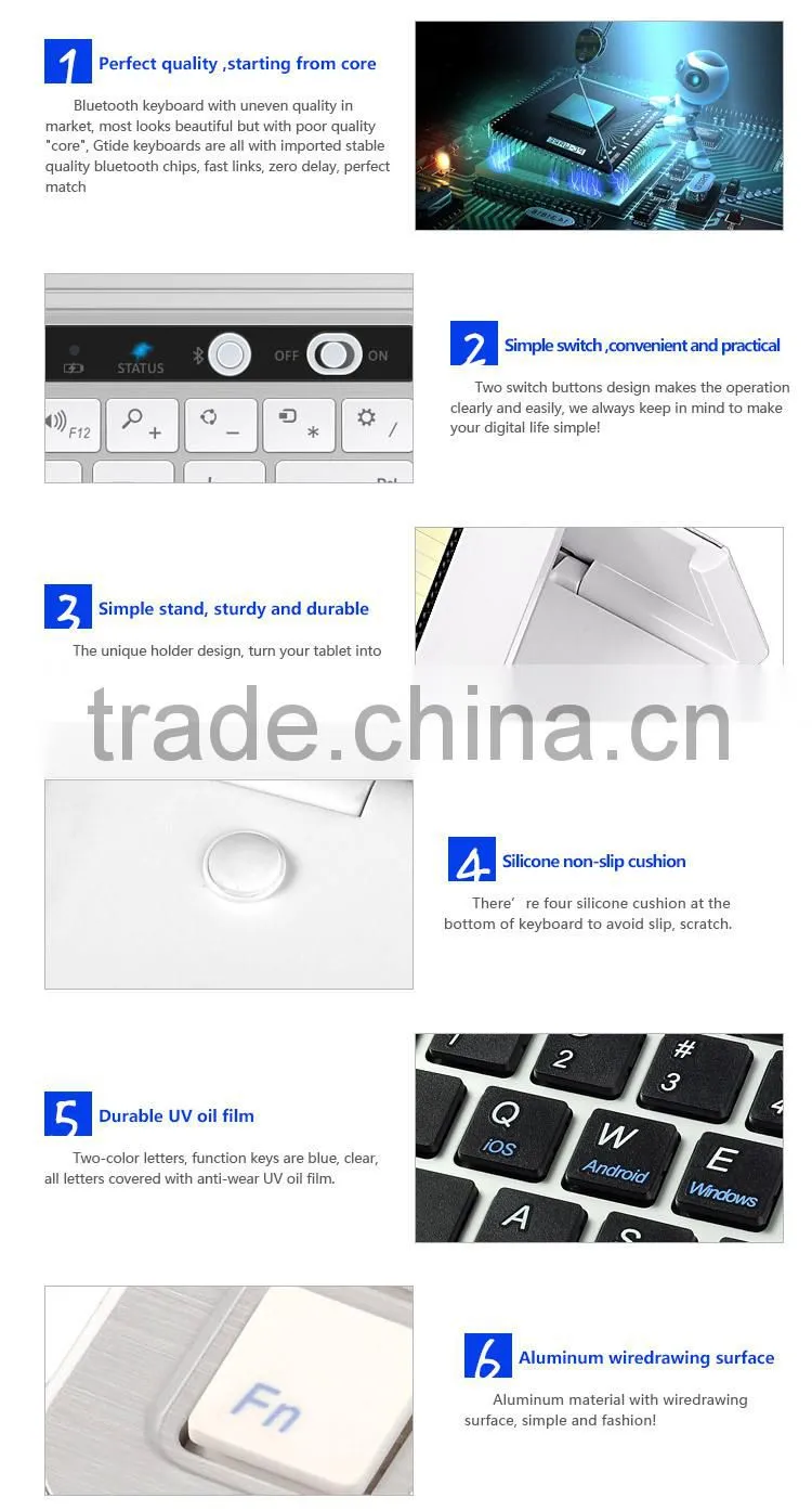scissor feet chocolate keycaps qwerty aluminum bluetooth 10 inch tablet keyboard