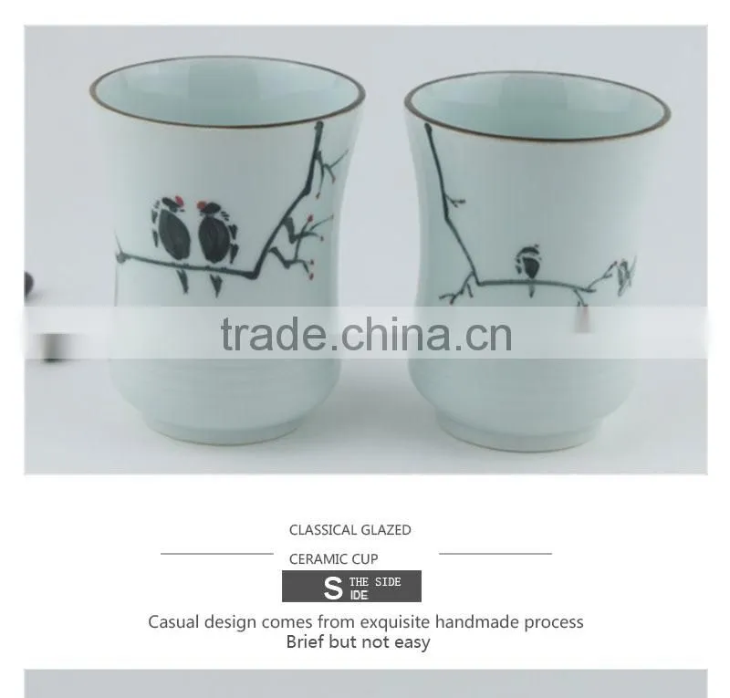 Custom printed black bird white ceramic cup- CC-C041