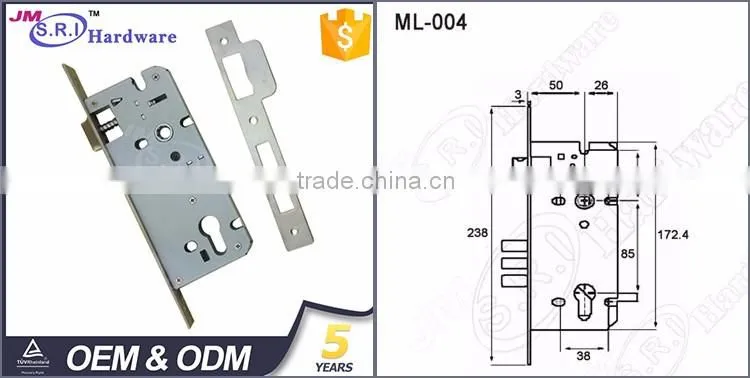 China trade assurance supplier stainless steel mortise lock body, mortise door lock