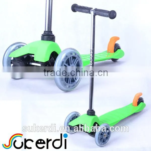 120/80mm 3 wheel plug in aluminum T bar kick kick mini pocket bike scooter
