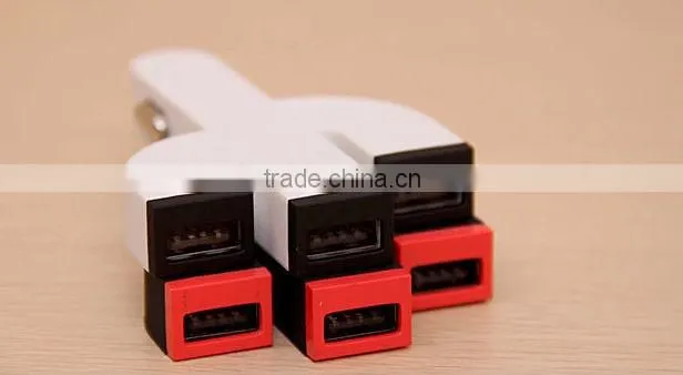 cactus shape usb charger 5v 4a three usb port universal mini car charger for mobile phone