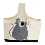 Best Seller Textile Organizer Cotton Canvas Storage Caddy with Felt Embroidery