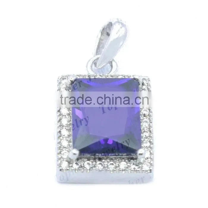 925 Sterling silver jewelry big amethyst stone pendant