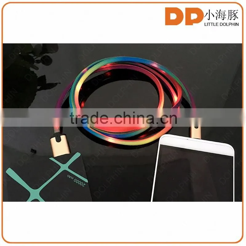 new model 2016 flashing LED light shoelace design 2 in 1 usb cable