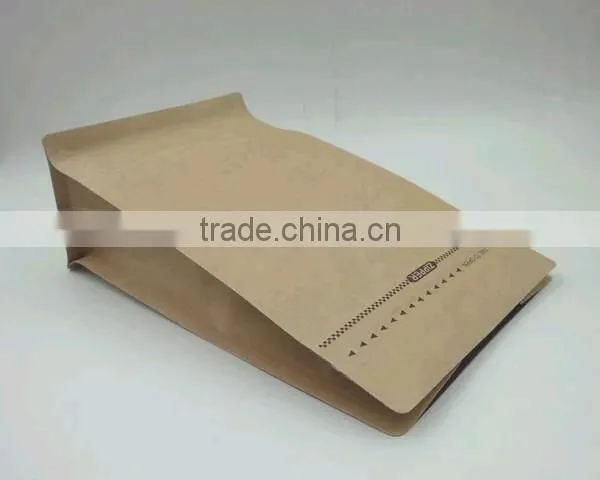 brown kraft paper flat bottom coffee bag with valve