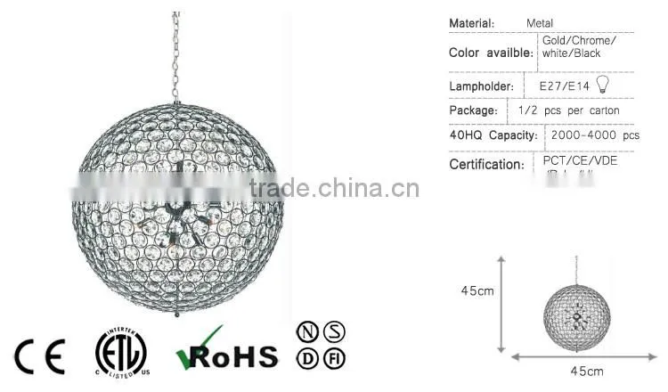 Hot sale ball cristal hanging decoration modern chandelier