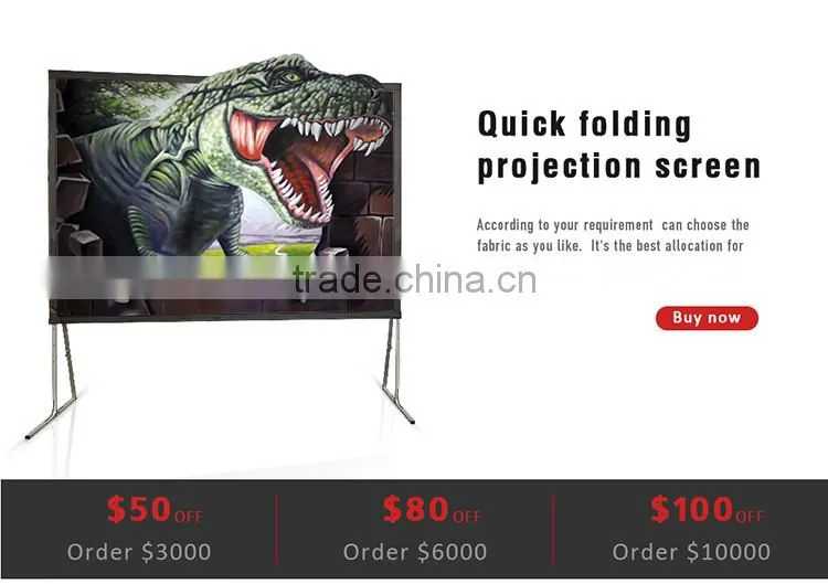 200 inch 4:3 fast foldable screen /3D rear & front projection screen fabric