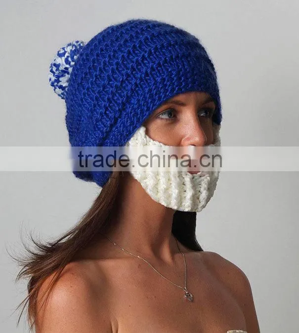 Wholesales Ski Face Mask Knitted Pattern Hat with Top Ball