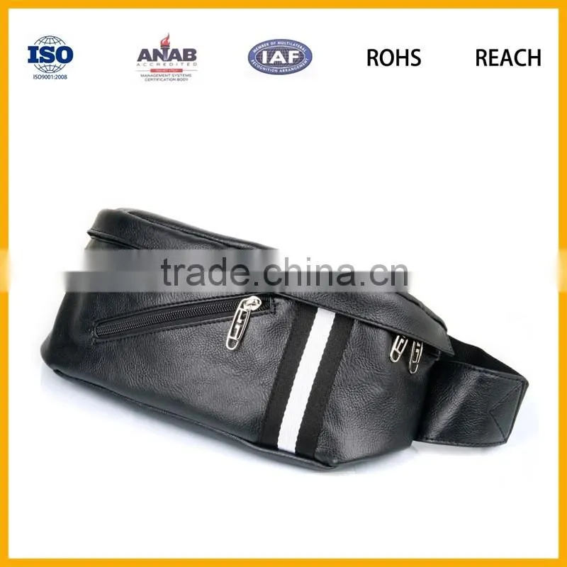 BSCI High Quality PU Multilayer Waist Bag with Adjustable Strap for Cycling, Outdoor