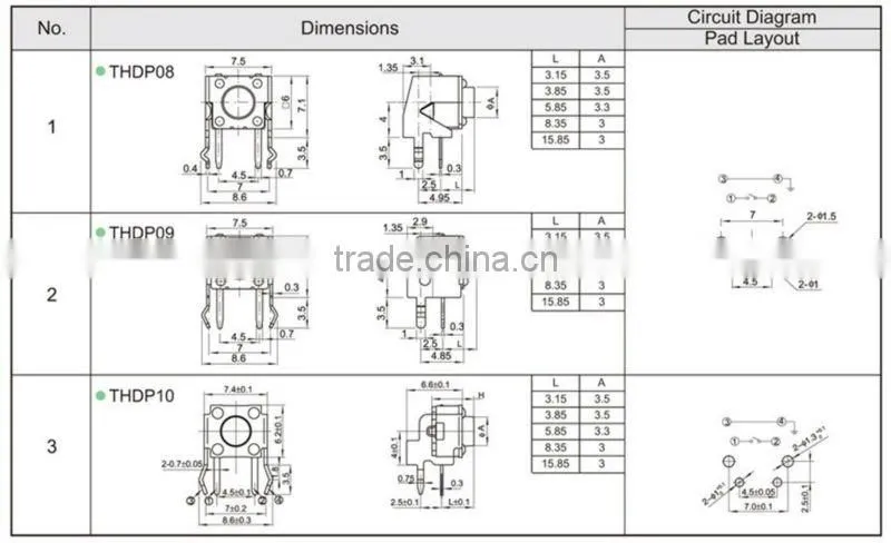 FTHDP10 6X6mm touch sensor switch light tact switch
