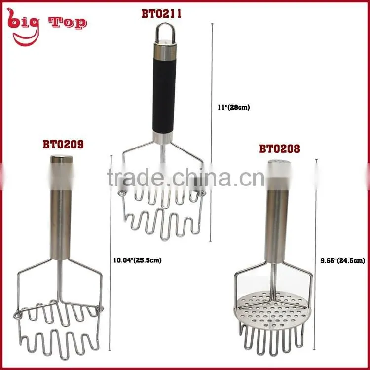 BT0211 Double Layer TPR Handle Potato Press With Wire Head Stainless Steel Handle Potato Ricer Whith Hook Fruit Press