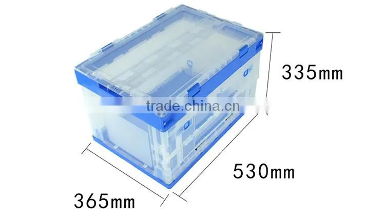 Factory Directly Sales side door lid foldable collapsible plastic crate