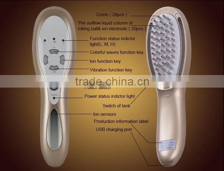 Plastic hair combs wholesale vibrating hair straightening oil 12ml tank hair growth comb