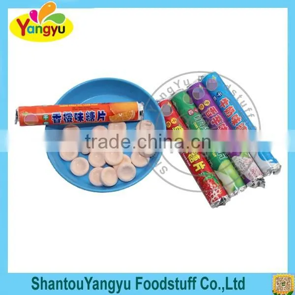 Sweet fruity tastes tablet candy dried milk pressed candy