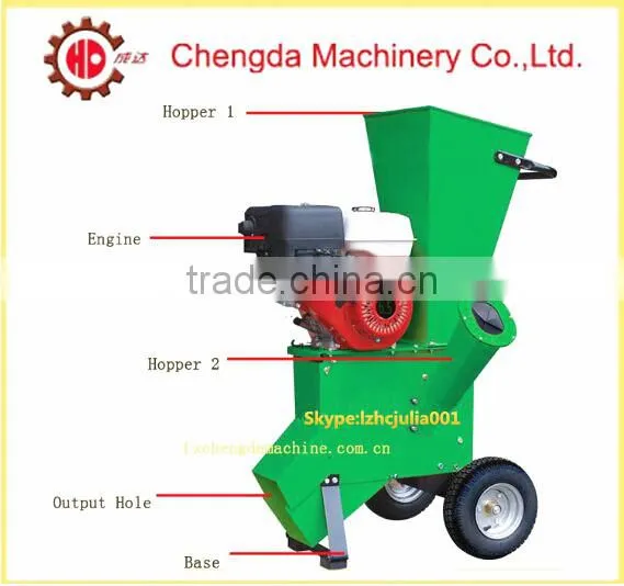 6.5Hp gosoline engine powered wood chipper machine, wood chipper shredder, grain crusher