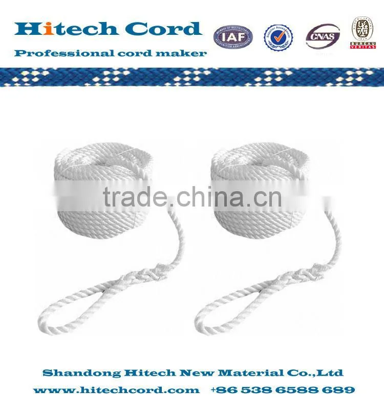3 strands twisted polyester rope with eye splice