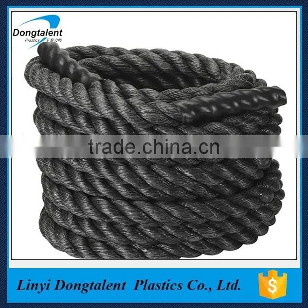 1.5inch 50ft black color polyester twisted battle rope for outdoor training